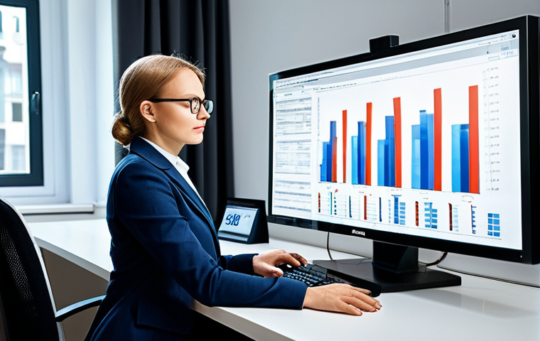 Business Insights**
"A well-dressed business analyst in a modern Warsaw office, examining charts and data on a computer screen, fully clothed, professional dress, safe for work, perfect anatomy, natural proportions, professional photography, high quality. The data displayed should reference typical Polish business metrics like ZUS contributions or sales figures in PLN. The overall mood should be one of thoughtful analysis and problem-solving. Family-friendly, appropriate content."
**
